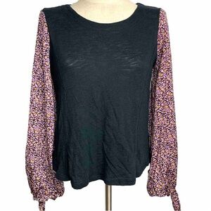 Anthropologie Maybelle Floral Tie Sleeve Blouse